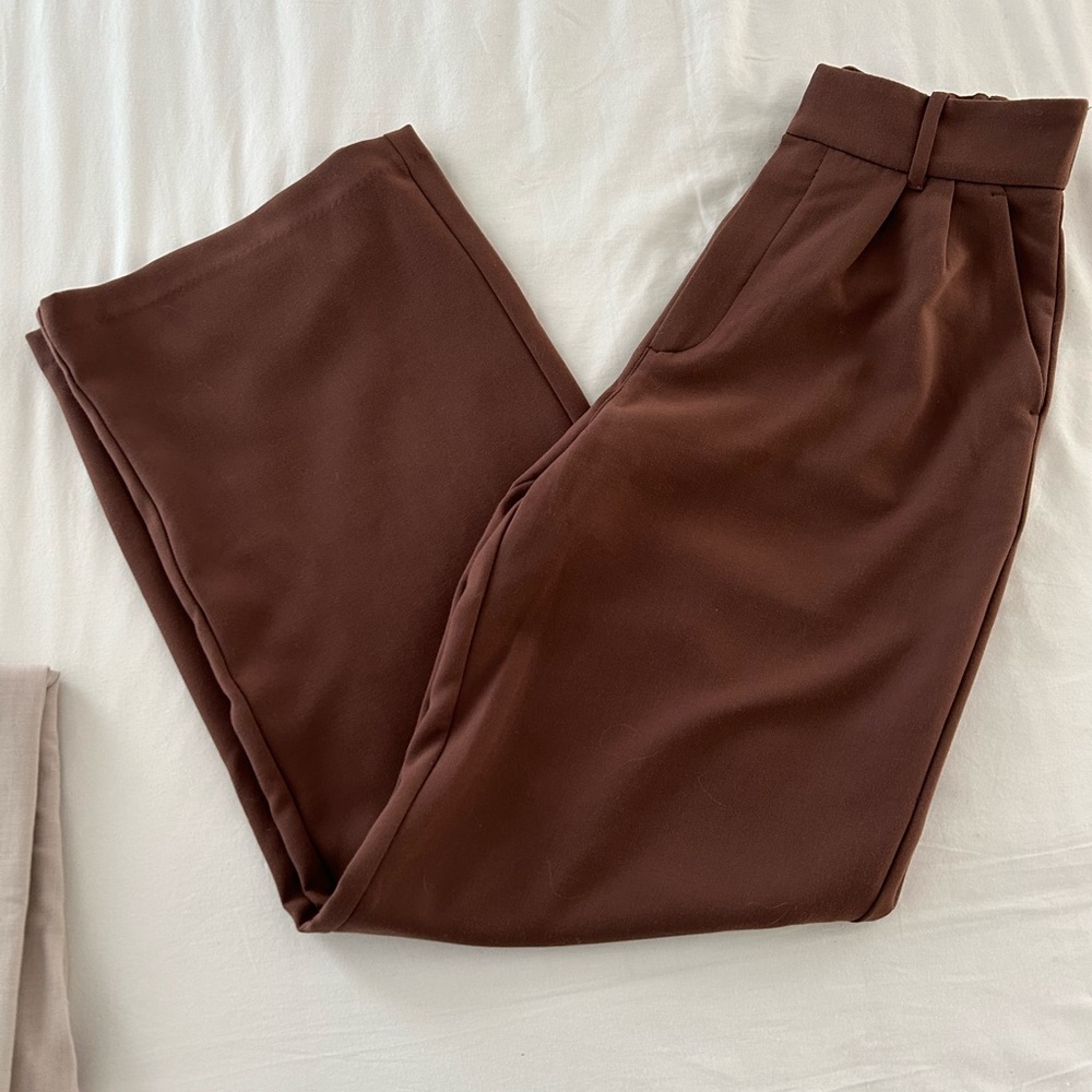 Abercrombie Brown Sloane Tailored Wide Leg Pant, size S